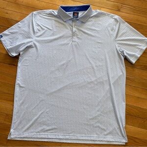 Donald Ross Sport Polo XXL Men's White Blue Animal Print Golf Short Sleeve